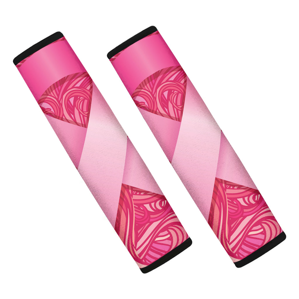 Breast Cancer Awareness Ribbon Print Car Seat Belt Covers