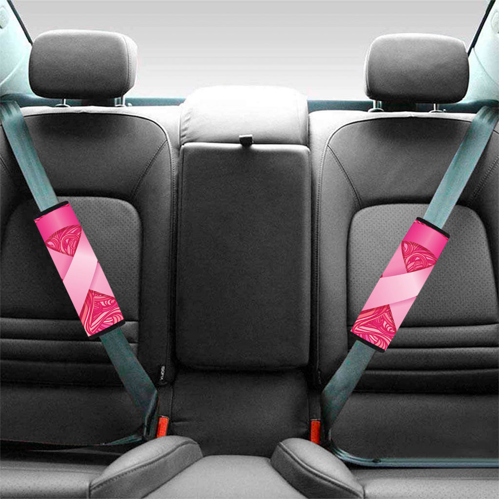 Breast Cancer Awareness Ribbon Print Car Seat Belt Covers