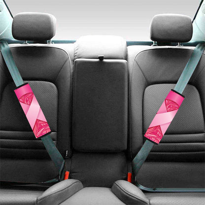 Breast Cancer Awareness Ribbon Print Car Seat Belt Covers