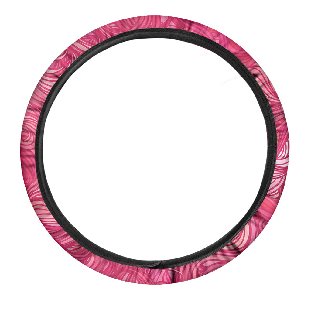 Breast Cancer Awareness Ribbon Print Car Steering Wheel Cover