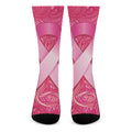 Breast Cancer Awareness Ribbon Print Crew Socks