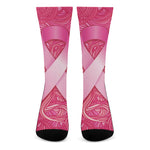 Breast Cancer Awareness Ribbon Print Crew Socks