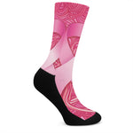 Breast Cancer Awareness Ribbon Print Crew Socks