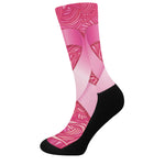 Breast Cancer Awareness Ribbon Print Crew Socks