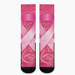 Breast Cancer Awareness Ribbon Print Crew Socks