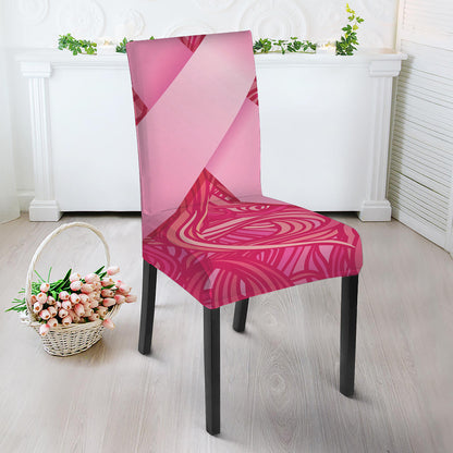 Breast Cancer Awareness Ribbon Print Dining Chair Slipcover