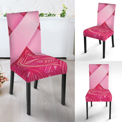 Breast Cancer Awareness Ribbon Print Dining Chair Slipcover