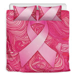 Breast Cancer Awareness Ribbon Print Duvet Cover Bedding Set