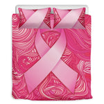 Breast Cancer Awareness Ribbon Print Duvet Cover Bedding Set