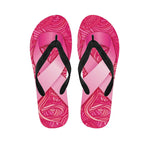 Breast Cancer Awareness Ribbon Print Flip Flops