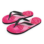 Breast Cancer Awareness Ribbon Print Flip Flops