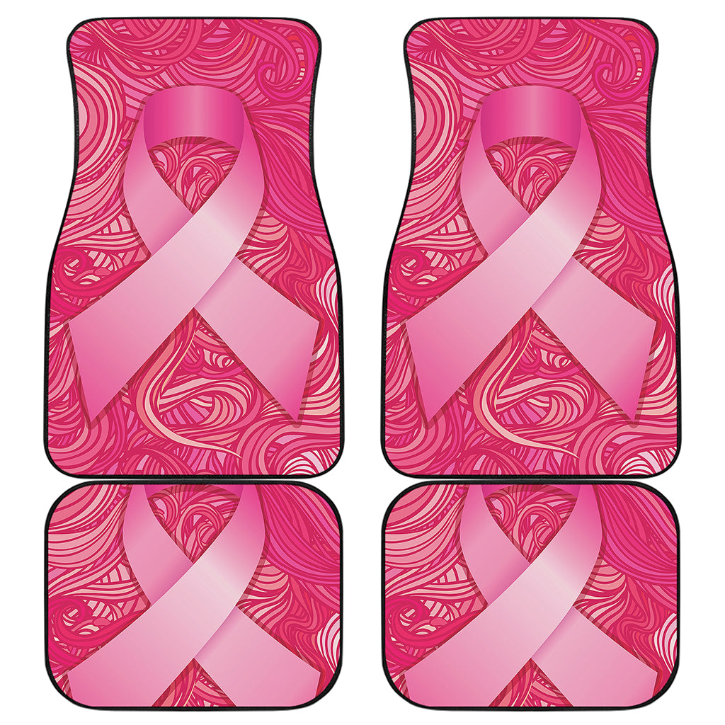 Breast Cancer Awareness Ribbon Print Front and Back Car Floor Mats