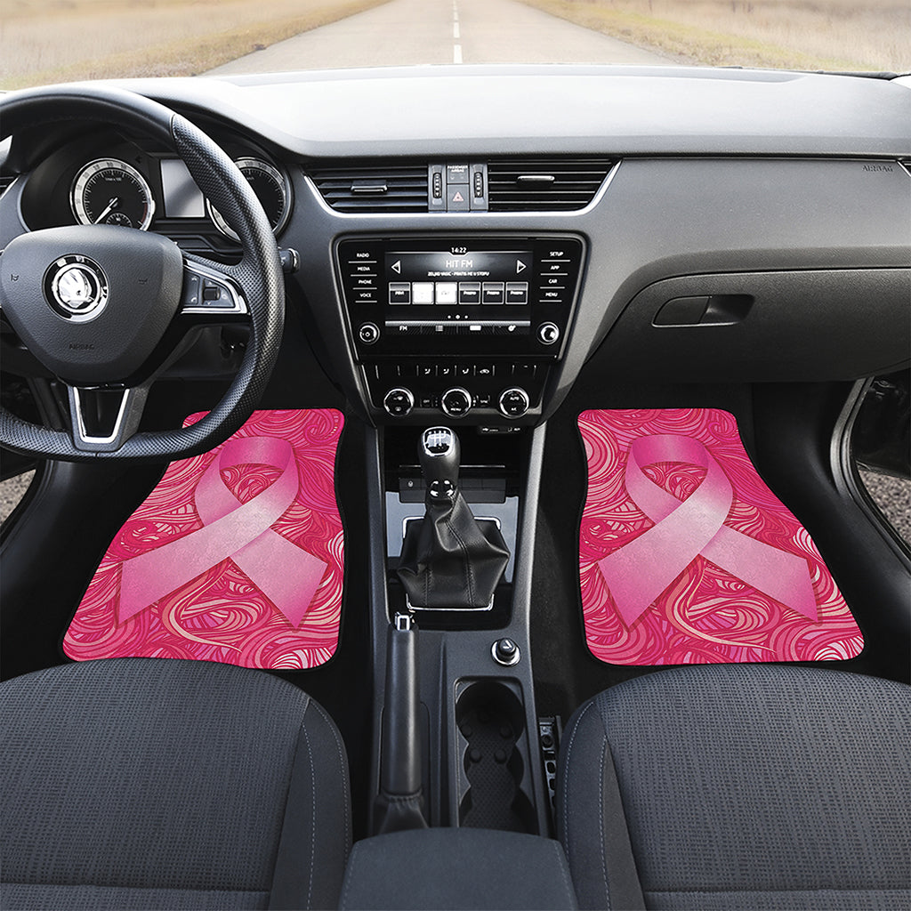 Breast Cancer Awareness Ribbon Print Front and Back Car Floor Mats