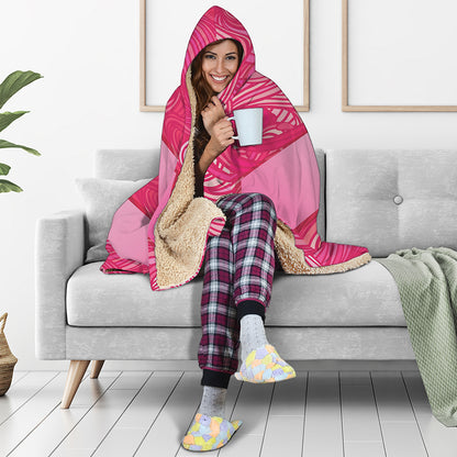 Breast Cancer Awareness Ribbon Print Hooded Blanket