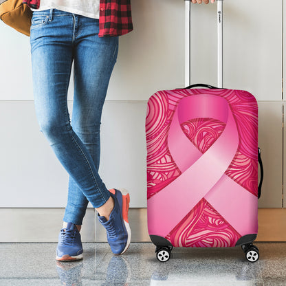 Breast Cancer Awareness Ribbon Print Luggage Cover