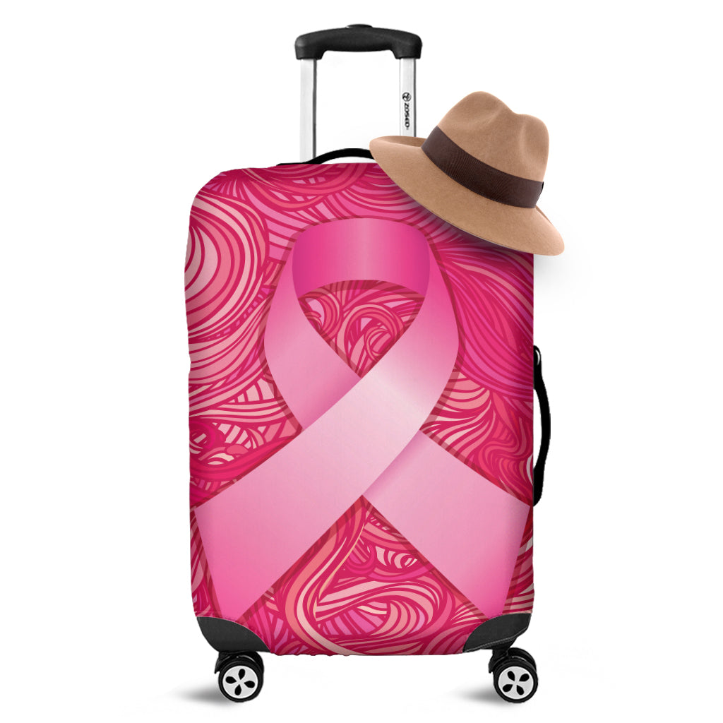Breast Cancer Awareness Ribbon Print Luggage Cover