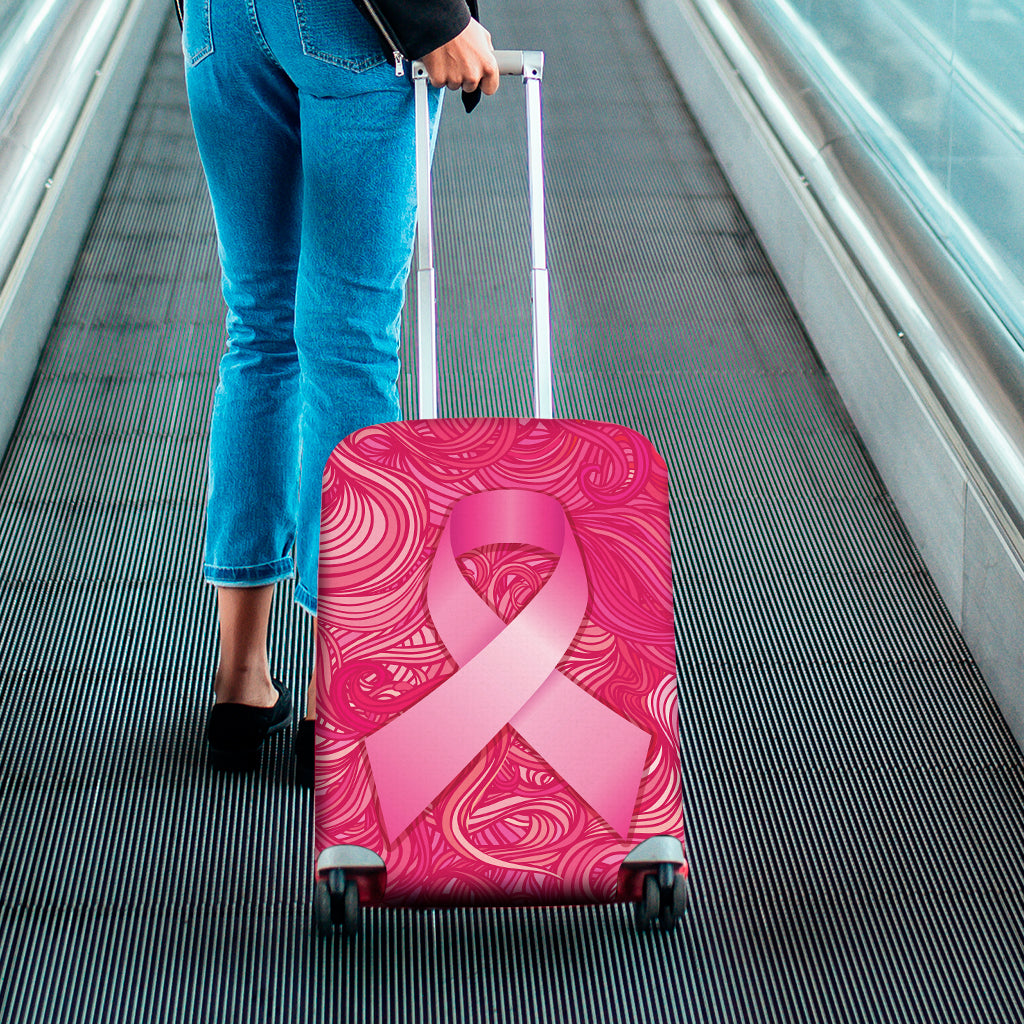 Breast Cancer Awareness Ribbon Print Luggage Cover