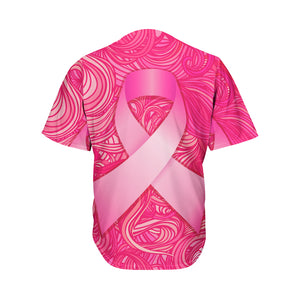 Breast Cancer Awareness Ribbon Print Men's Baseball Jersey