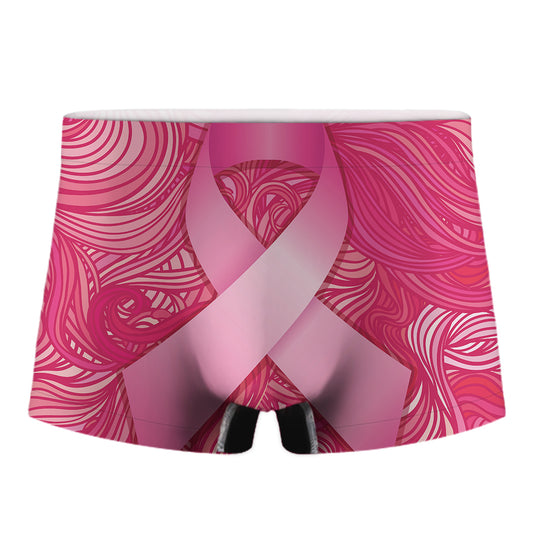 Breast Cancer Awareness Ribbon Print Men's Boxer Briefs