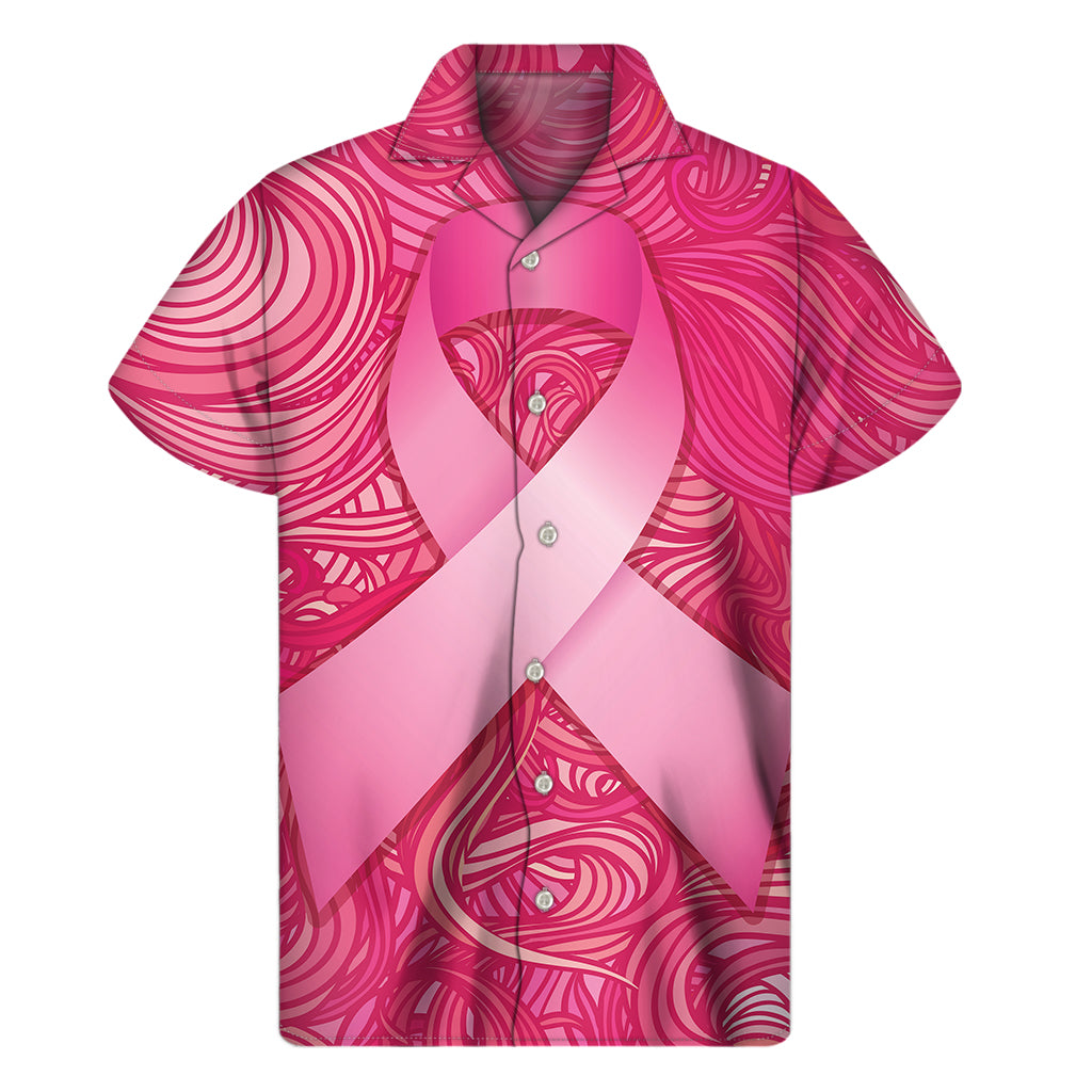 Breast Cancer Awareness Ribbon Print Men's Short Sleeve Shirt