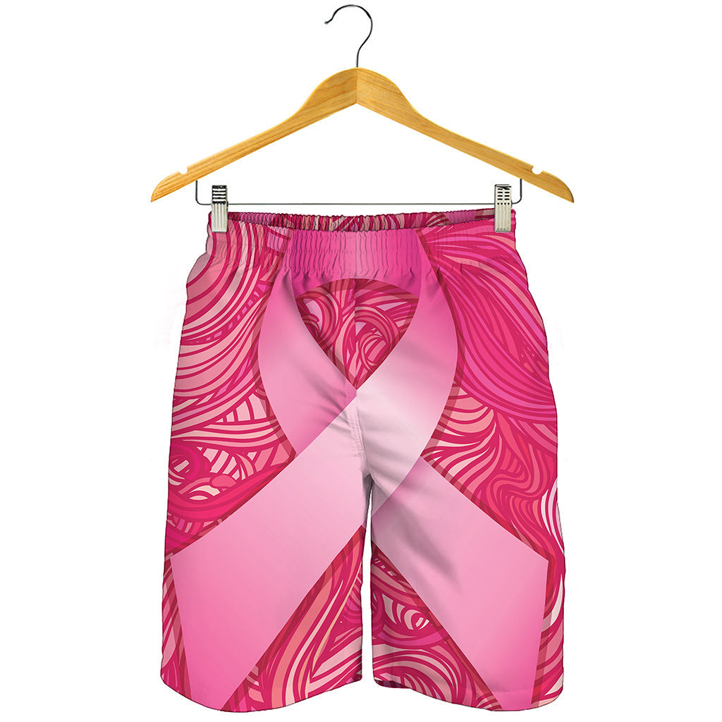 Breast Cancer Awareness Ribbon Print Men's Shorts