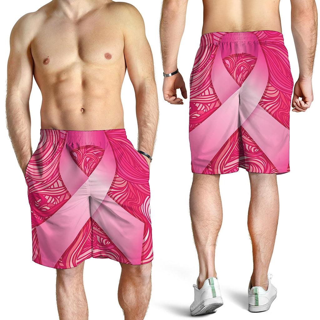 Breast Cancer Awareness Ribbon Print Men's Shorts