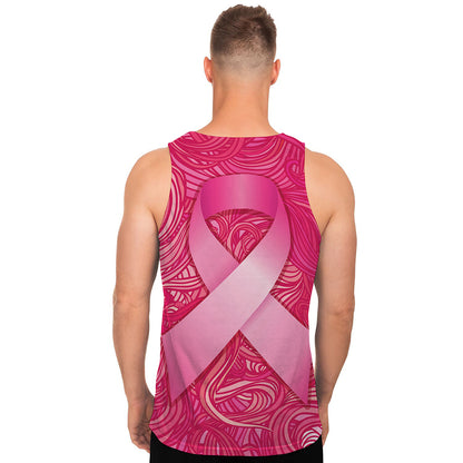 Breast Cancer Awareness Ribbon Print Men's Tank Top