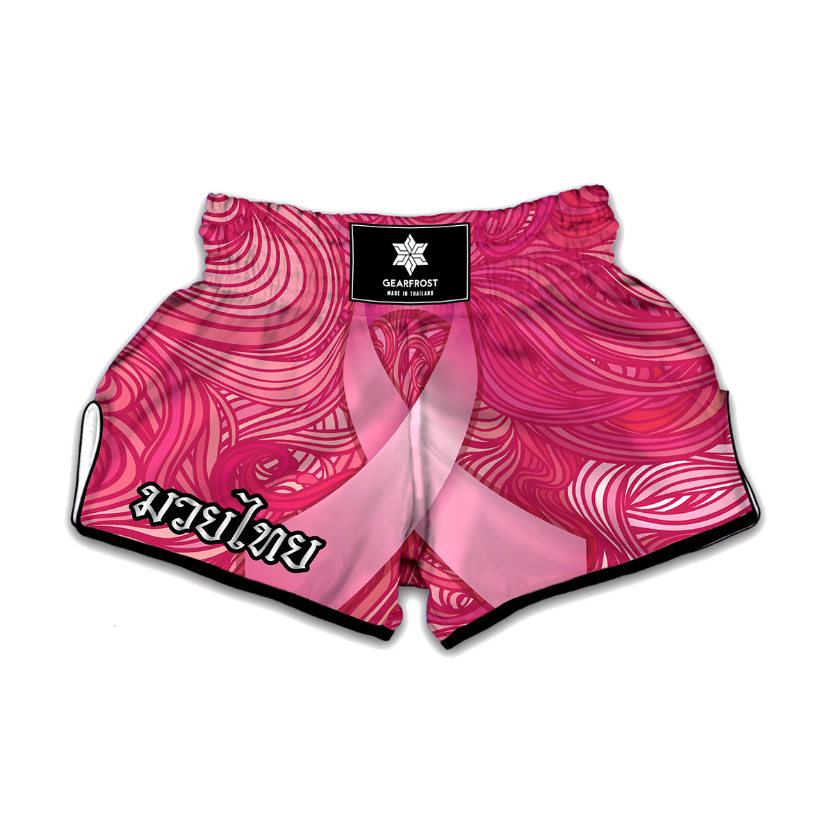 Breast Cancer Awareness Ribbon Print Muay Thai Boxing Shorts
