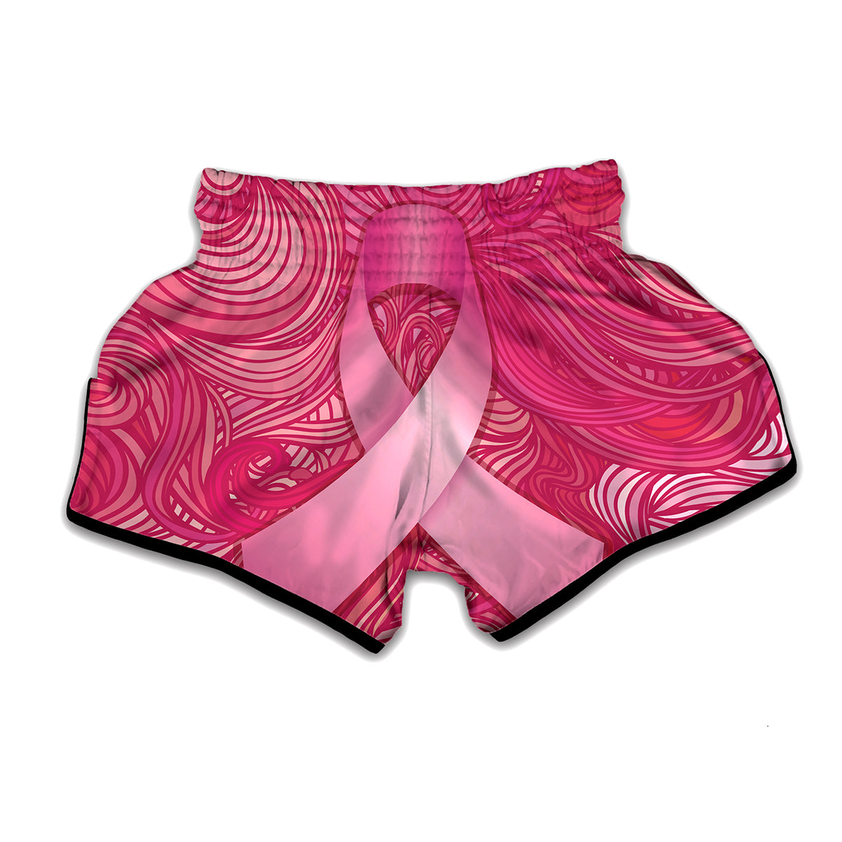 Breast Cancer Awareness Ribbon Print Muay Thai Boxing Shorts