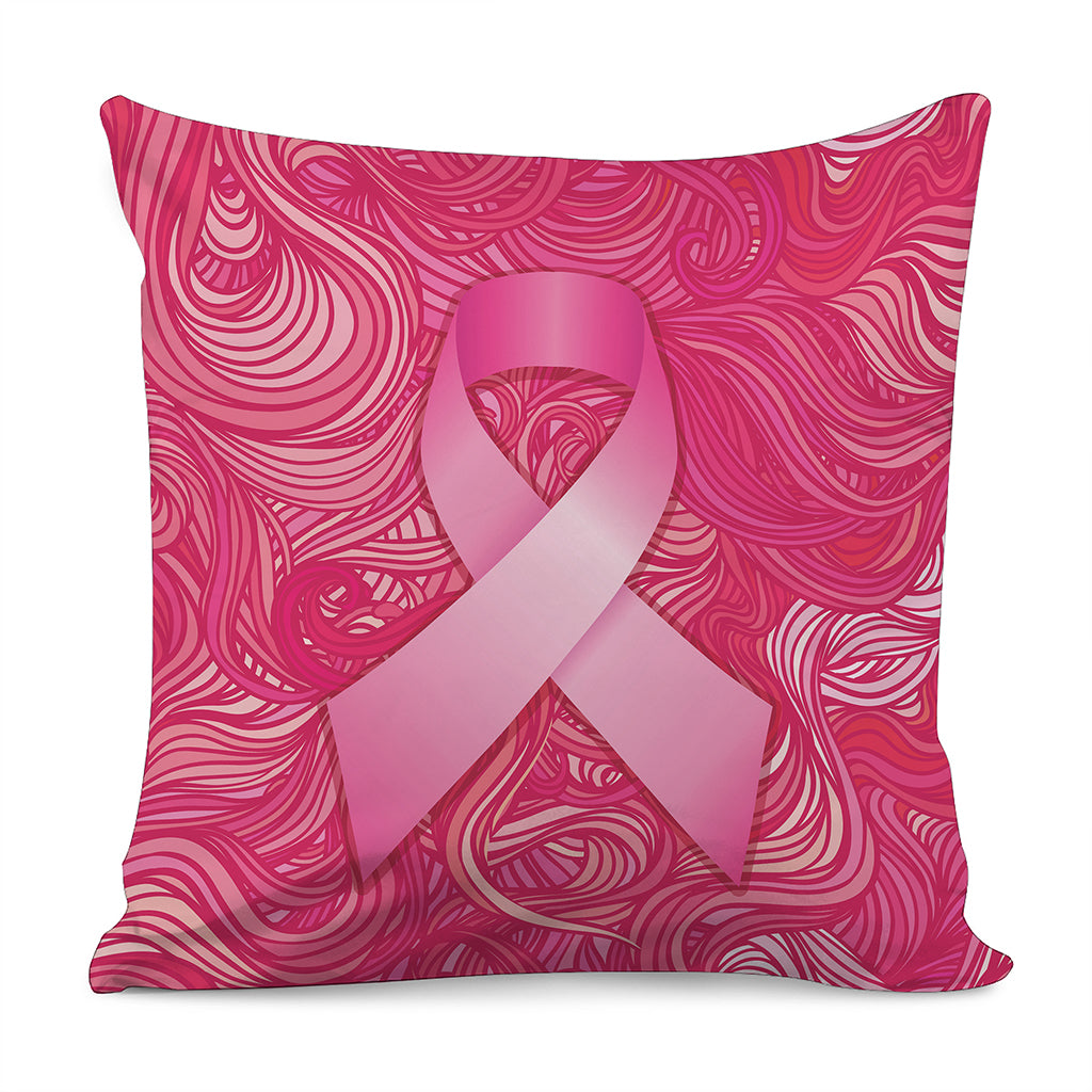 Breast Cancer Awareness Ribbon Print Pillow Cover