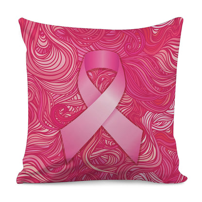 Breast Cancer Awareness Ribbon Print Pillow Cover