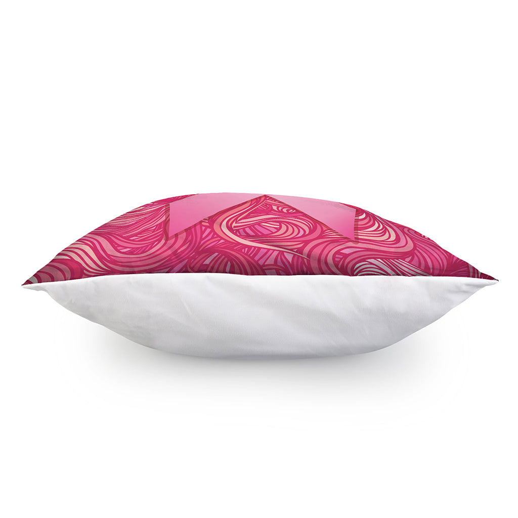 Breast Cancer Awareness Ribbon Print Pillow Cover