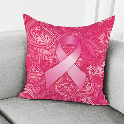 Breast Cancer Awareness Ribbon Print Pillow Cover