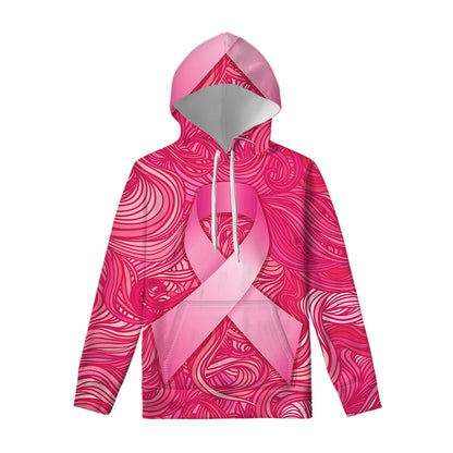 Breast Cancer Awareness Ribbon Print Pullover Hoodie