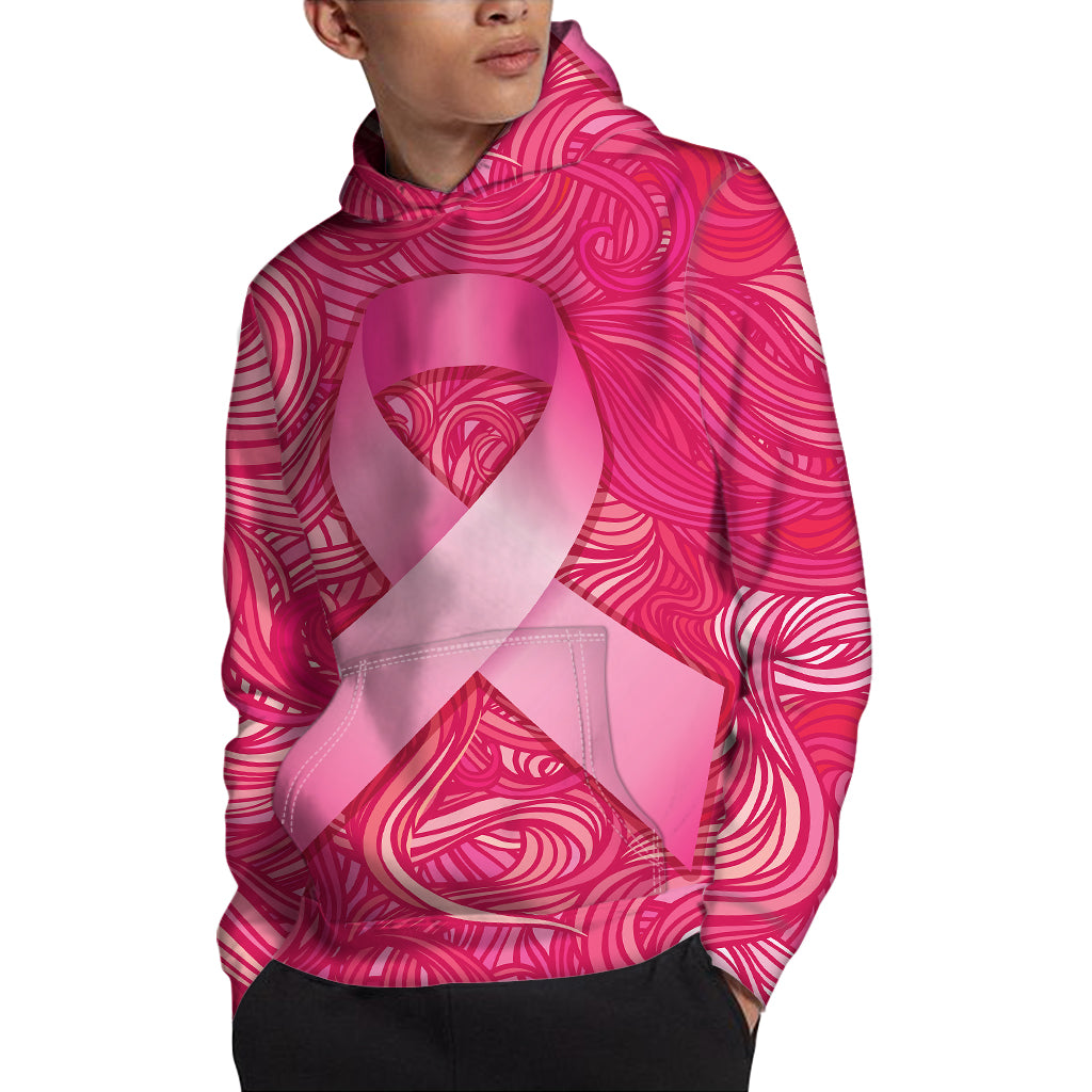 Breast Cancer Awareness Ribbon Print Pullover Hoodie