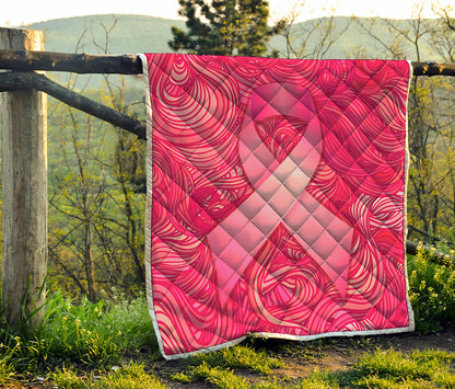 Breast Cancer Awareness Ribbon Print Quilt