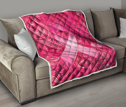 Breast Cancer Awareness Ribbon Print Quilt