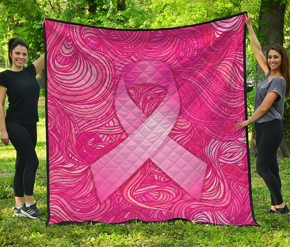 Breast Cancer Awareness Ribbon Print Quilt