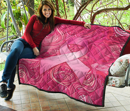 Breast Cancer Awareness Ribbon Print Quilt