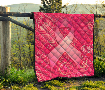 Breast Cancer Awareness Ribbon Print Quilt