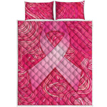 Breast Cancer Awareness Ribbon Print Quilt Bed Set