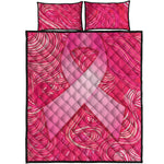 Breast Cancer Awareness Ribbon Print Quilt Bed Set