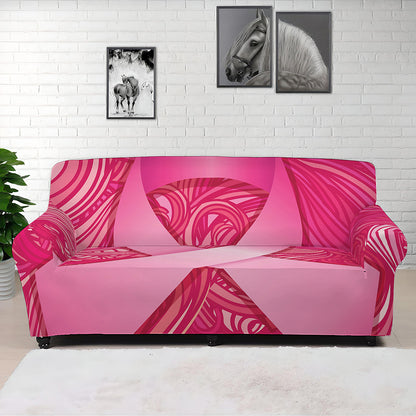 Breast Cancer Awareness Ribbon Print Sofa Cover