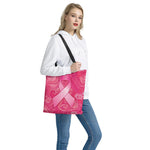 Breast Cancer Awareness Ribbon Print Tote Bag