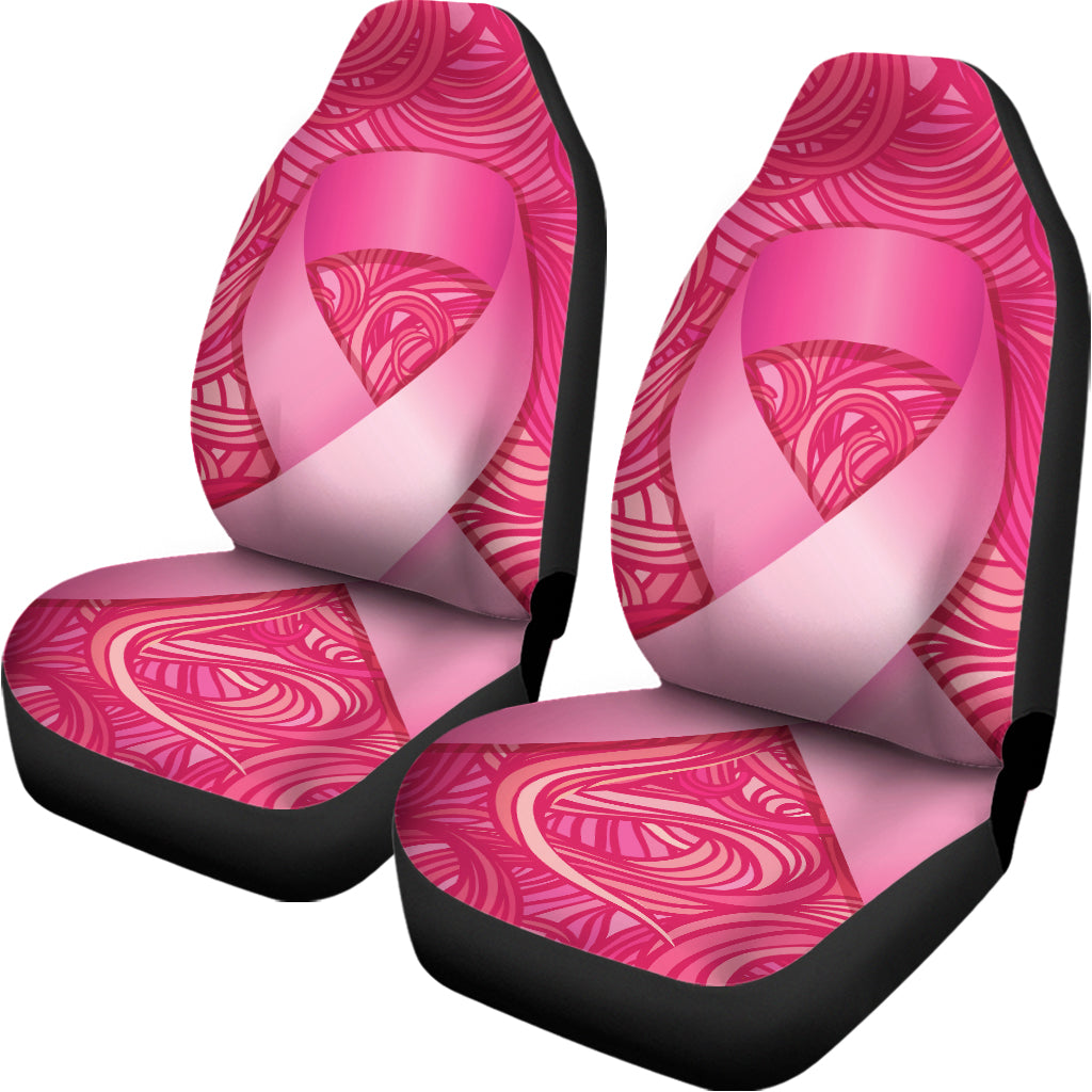 Breast Cancer Awareness Ribbon Print Universal Fit Car Seat Covers