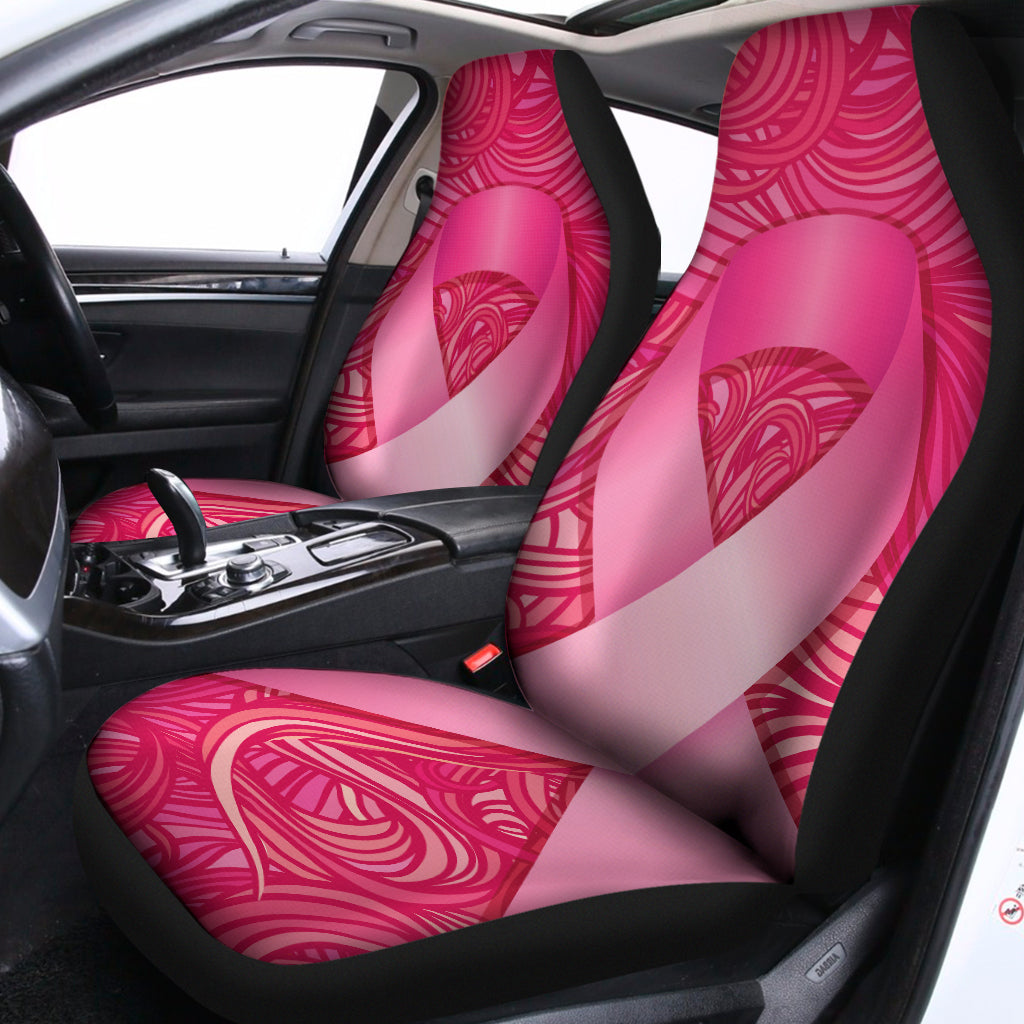 Breast Cancer Awareness Ribbon Print Universal Fit Car Seat Covers