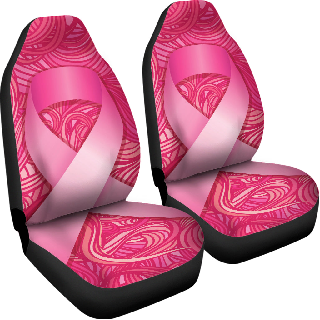 Breast Cancer Awareness Ribbon Print Universal Fit Car Seat Covers