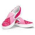 Breast Cancer Awareness Ribbon Print White Slip On Sneakers