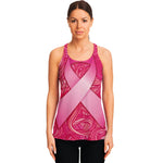 Breast Cancer Awareness Ribbon Print Women's Racerback Tank Top
