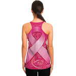 Breast Cancer Awareness Ribbon Print Women's Racerback Tank Top
